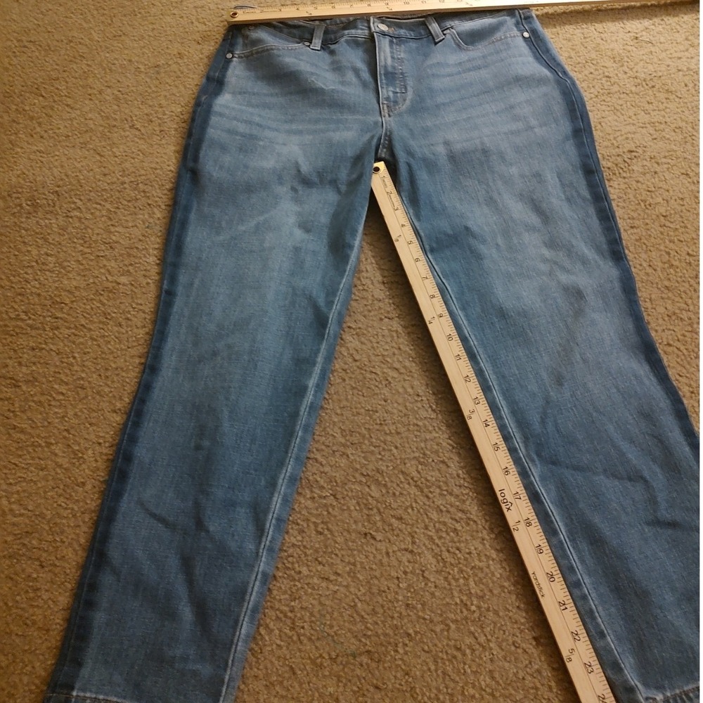 Talbots Slim Ankle Jean Womens 12P Blue Excellent Petite Medium Wash Mid Rise